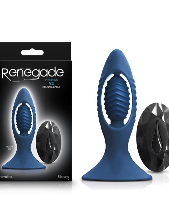 Renegade V2 - Blue 11.2cm Vibrating Butt Plug with Remote