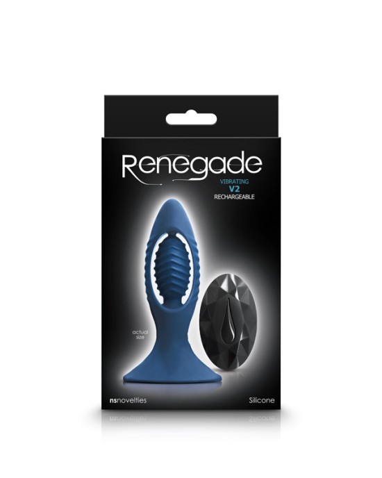 Renegade V2 - Blue 11.2cm Vibrating Butt Plug with Remote