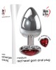 Adam & Eve Red Heart Gen Anal Plug - Medium - Metallic with Heart Gem Base