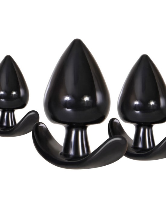 Evolved Anal Delights - Black Butt Plugs - Set of 3 Sizes