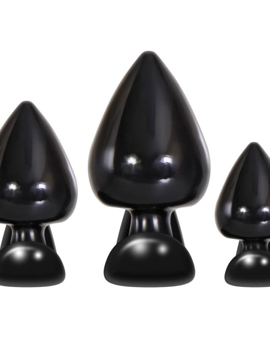 Evolved Anal Delights - Black Butt Plugs - Set of 3 Sizes