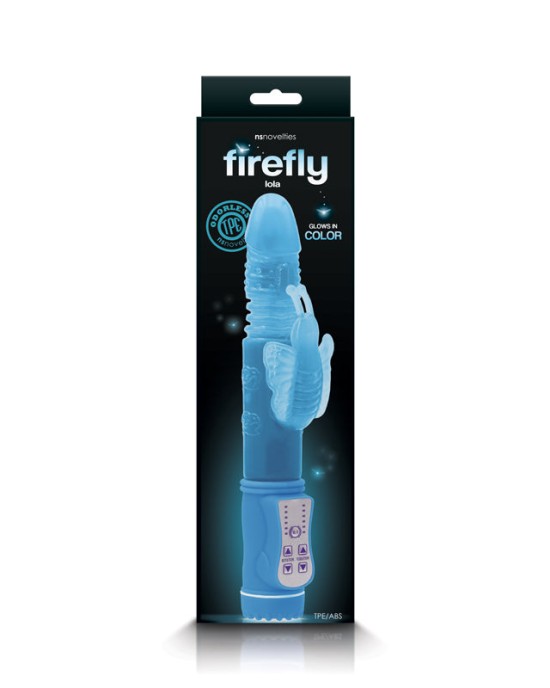 Firefly - Lola - Glow In Dark Blue Thrusting Rabbit Vibrator