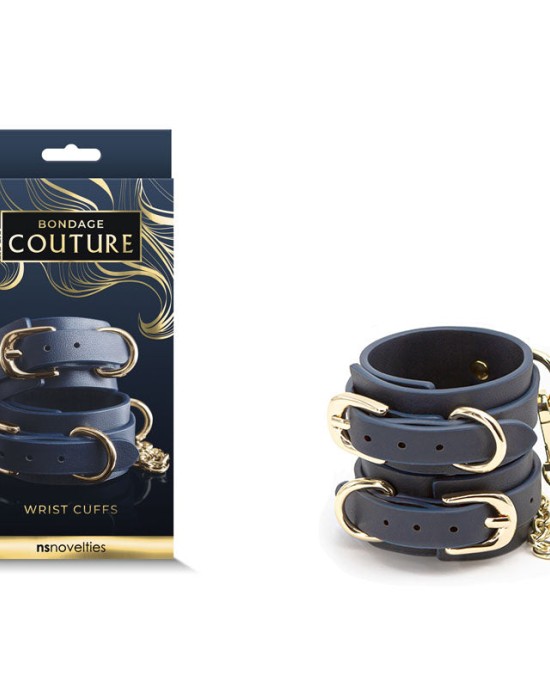 Bondage Couture Wrist Cuffs - Blue