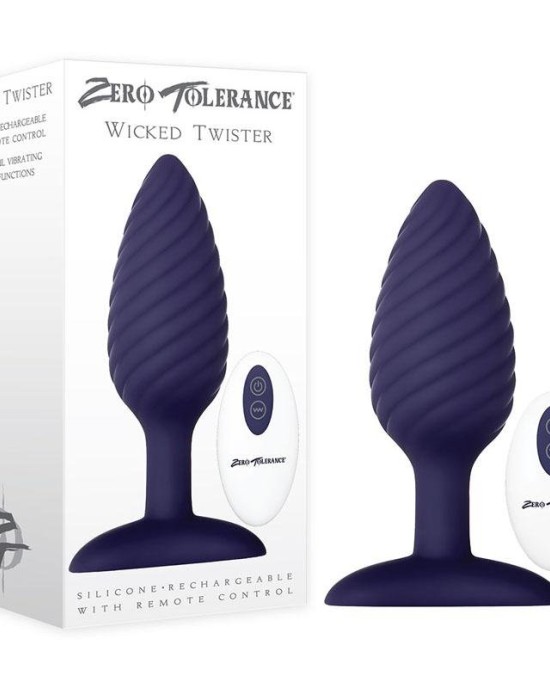 Zero Tolerance Wicked Twister - Blue Anal Plug with Remote