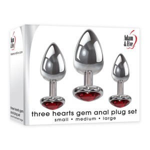 Adam & Eve Three Hearts - Gem Metallic Butt Plug Set - 3 Sizes