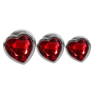 Adam & Eve Three Hearts - Gem Metallic Butt Plug Set - 3 Sizes