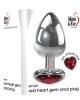 Adam & Eve Red Heart Gen Anal Plug - Small - Metallic 7.1 cm Butt Plug with Heart Gem Base