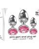 Adam & Eve Pink Gem Anal Metallic Gems Plug Set - 3 Sizes