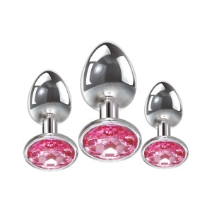 Adam & Eve Pink Gem Anal Metallic Gems Plug Set - 3 Sizes