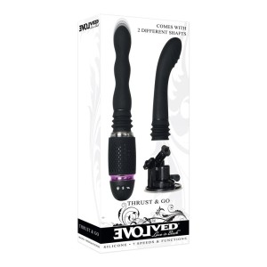 Evolved Thrust & Go - Black Thrusting Vibrator with Interchangeable Shafts