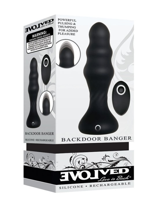 Evolved Backdoor Banger - Black Thrusting Butt Plug with Remote