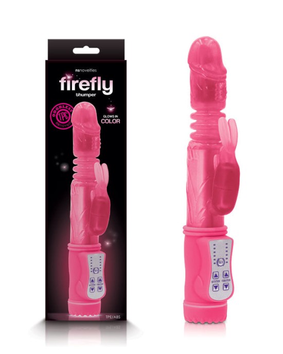 Firefly - Thumper - Glow In Dark Pink Thrusting Rabbit Vibrator