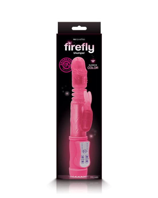 Firefly - Thumper - Glow In Dark Pink Thrusting Rabbit Vibrator