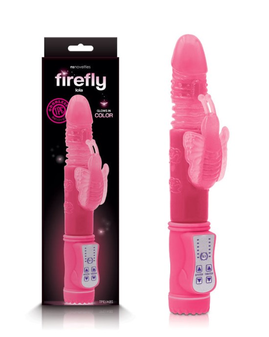 Firefly - Lola - Glow In Dark Pink Thrusting Rabbit Vibrator