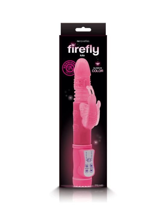 Firefly - Lola - Glow In Dark Pink Thrusting Rabbit Vibrator