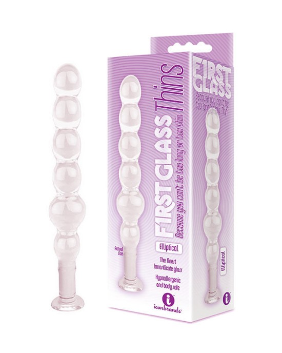 The 9's First Clear Glass Thins - Elliptical Anal Beads