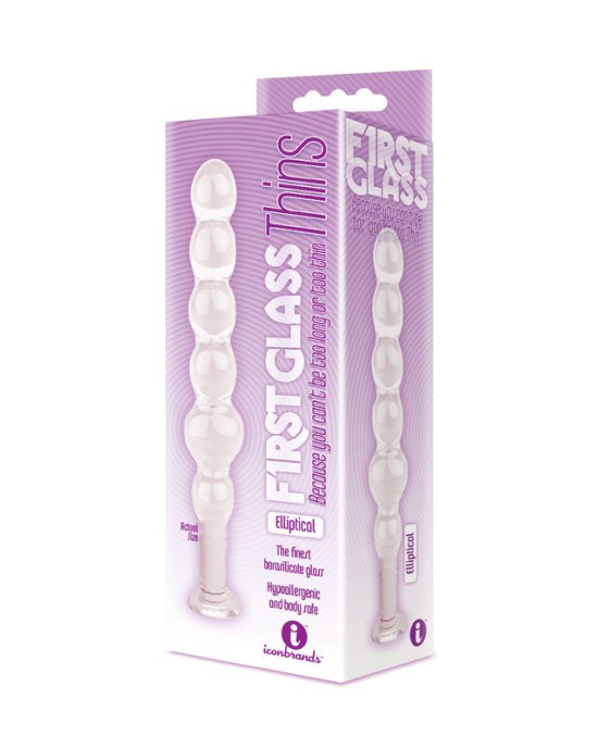 The 9's First Clear Glass Thins - Elliptical Anal Beads