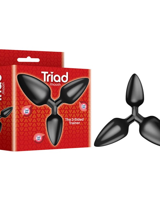 The 9's Triad 3 Way Butt Plug - Black - Smooth