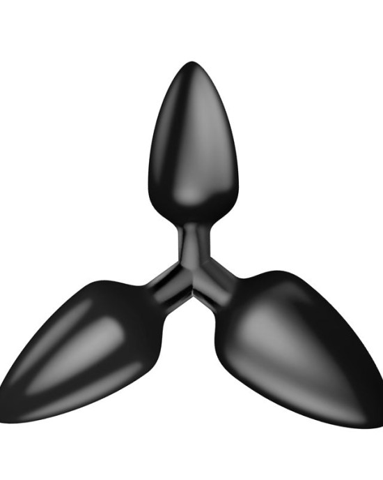 The 9's Triad 3 Way Butt Plug - Black - Smooth