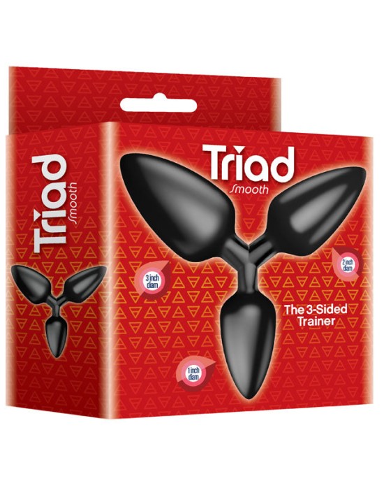 The 9's Triad 3 Way Butt Plug - Black - Smooth