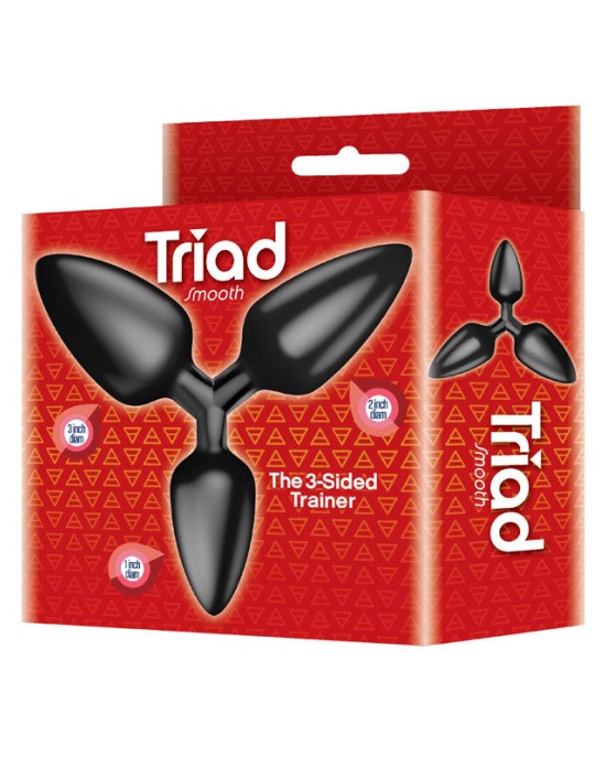 The 9's Triad 3 Way Butt Plug - Black - Smooth