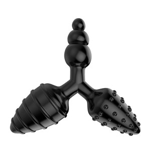 The 9's Triad 3 Way Butt Plug - Black - Textured