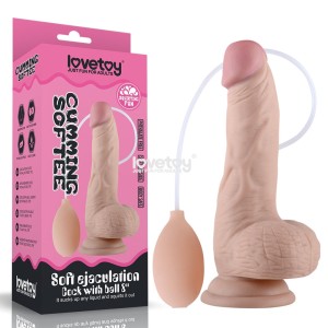 Cumming Softee 8 Inch Ejaculation Cock Dildo with Balls - Flesh