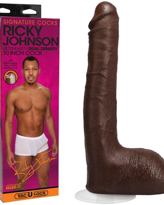 Signature Cocks - Ricky Johnson - Brown 10 Inch Dong with Vac-U-Lock Base