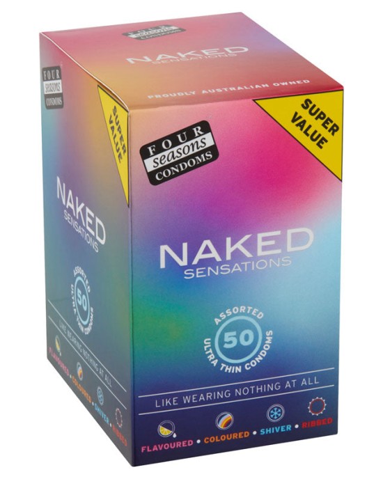 Four Seasons Naked Sensations - Ultra Thin Lubricated Condoms - 50 Pack