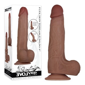 Evolved Flex Skin Poseable Dildo 9 Inch - Brown