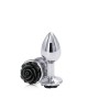 Rear Assets Rose - Small - Chrome 7.6cm Butt Plug with Black Rose Base