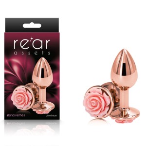 Rear Assets Rose - Small - 7.6cm Butt Plug with Pink Rose Base