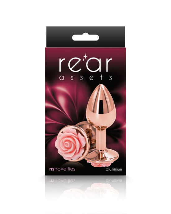 Rear Assets Rose - Small - 7.6cm Butt Plug with Pink Rose Base