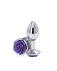 Rear Assets Rose - Small - Chrome 7.6cm Butt Plug with Purple Rose Base