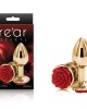 Rear Assets Rose - Small - Gold 7.6cm Butt Plug with Red Rose Base