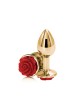 Rear Assets Rose - Small - Gold 7.6cm Butt Plug with Red Rose Base