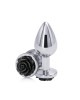 Rear Assets Rose - Medium - Chrome 8.9cm Butt Plug with Black Rose Base