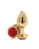 Rear Assets Rose - Medium - Gold 8.9cm Butt Plug with Red Rose Base