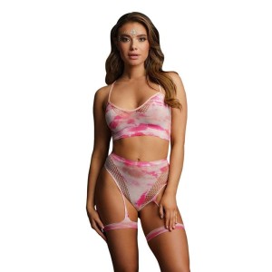 Le Desire Bliss 2 Piece Tie Dye Bra Set with Garters & Eye Bling - OS