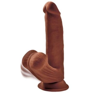 King Cock Plus 8 Inch 3D Cock with Swinging Balls - Brown