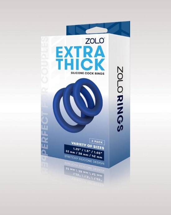 Zolo Extra Thick Cock Rings 3-Pack - Blue