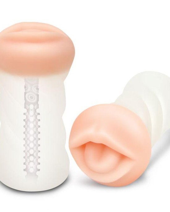 Zolo Realistic Deep Throat Mouth Stroker - Clear/Flesh