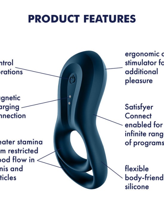 Satisfyer Epic Duo - Navy Blue - Cock & Balls Ring with App Control