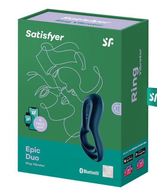 Satisfyer Epic Duo - Navy Blue - Cock & Balls Ring with App Control