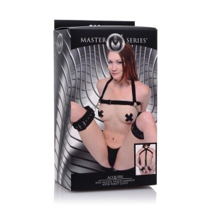 Master Series Acquire Black Thigh Harness & Wrist Cuffs