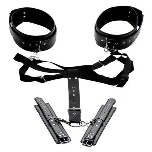 Master Series Acquire Black Thigh Harness & Wrist Cuffs