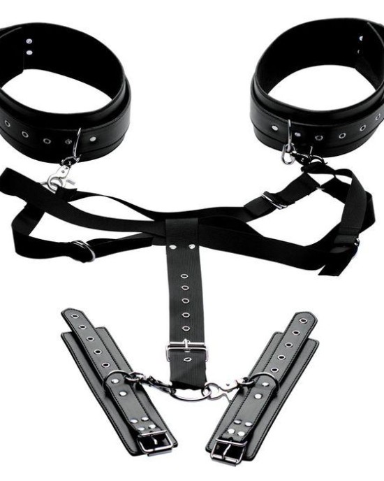 Master Series Acquire Black Thigh Harness & Wrist Cuffs