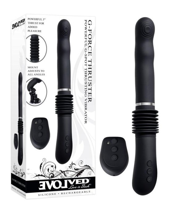 Evolved G-Force Black Thrusting Vibrator with Suction Base