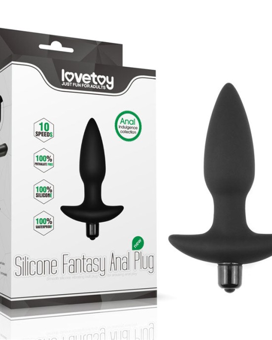 Silicone Fantasy Black 14.5cm Vibrating Anal Plug