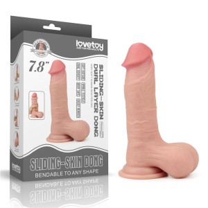 Sliding Skin Dual Layer 7.8 Inch Flesh Dong with Flexible Skin